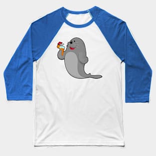 Seal at Drinking with Juice Baseball T-Shirt